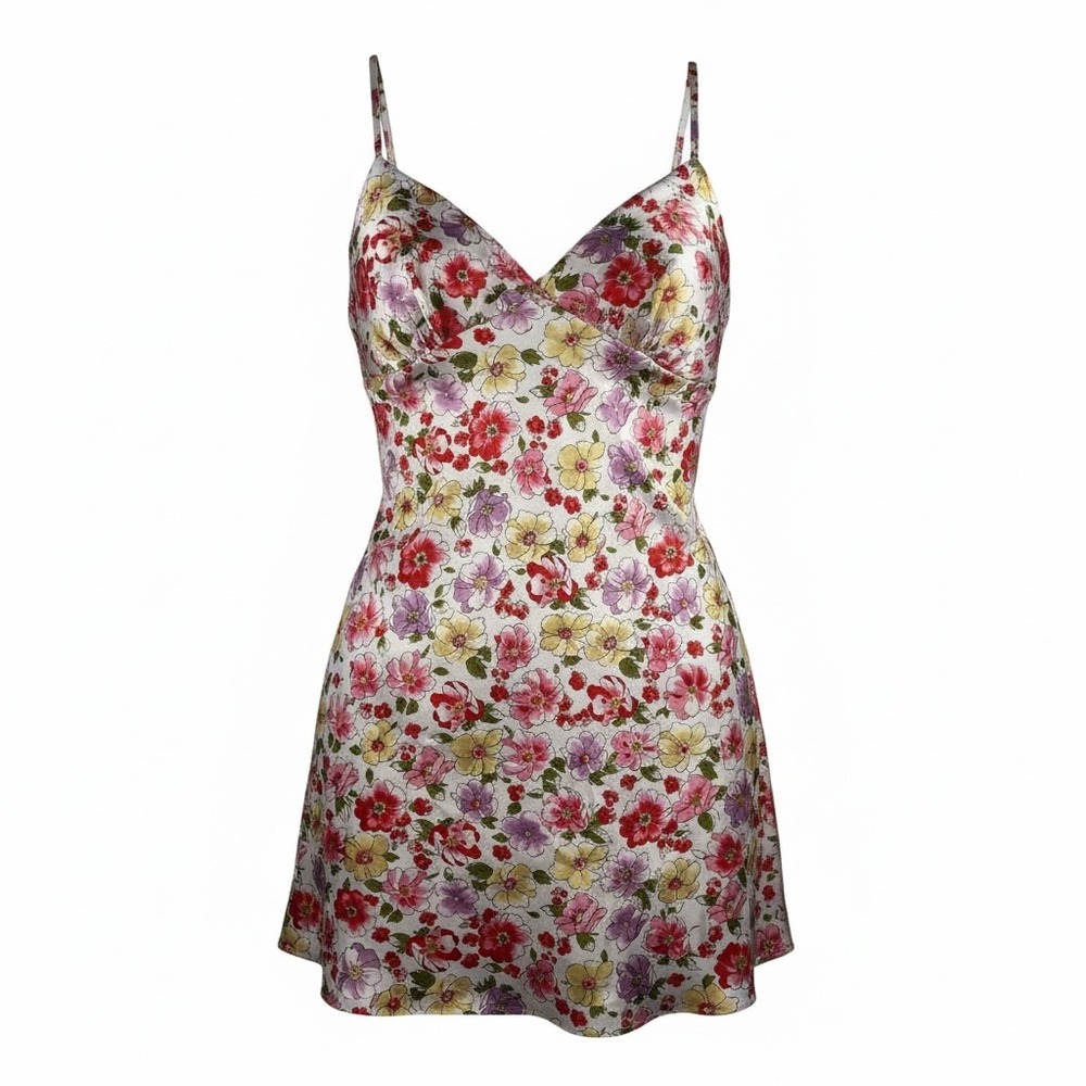 Secret Treasures Floral Slip Dress Mini  Babydoll Lingerie Chamise Women's M